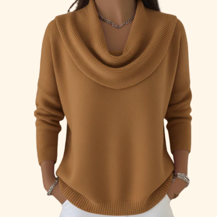 Eliza | Sweter z Drapowanym Kołnierzem