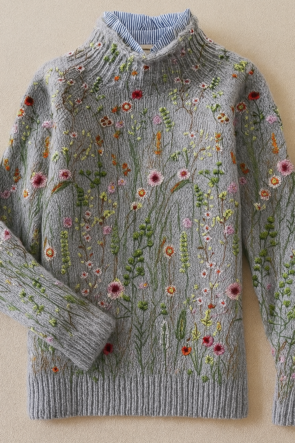 Eloise | Vintage Kwiatowy Sweter z Golfem
