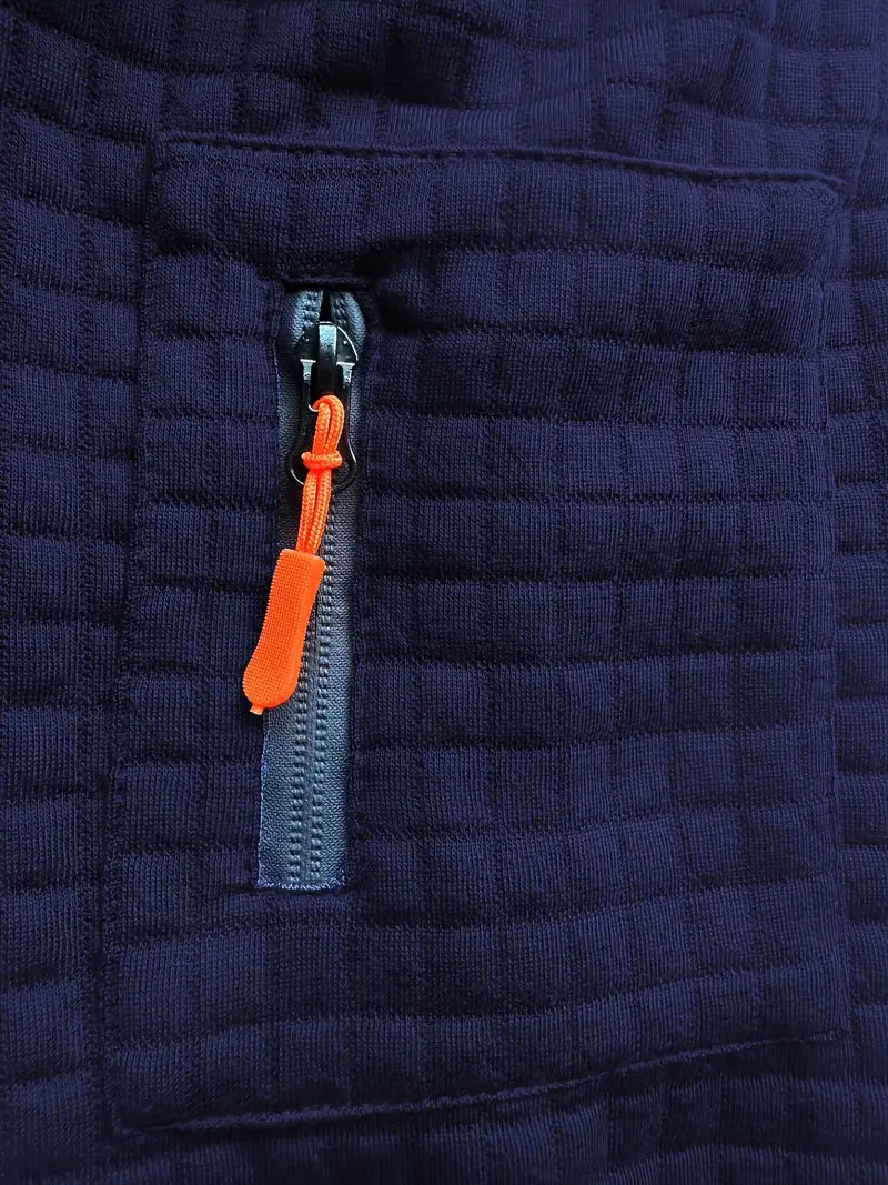 Męska koszulka polo slim fit z teksturą i kieszenią na suwak na rękawie