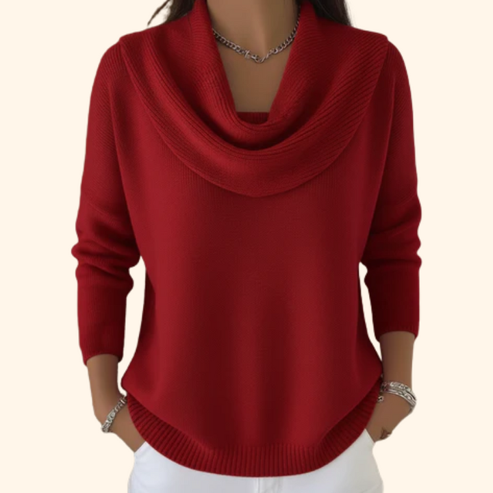 Eliza | Sweter z Drapowanym Kołnierzem