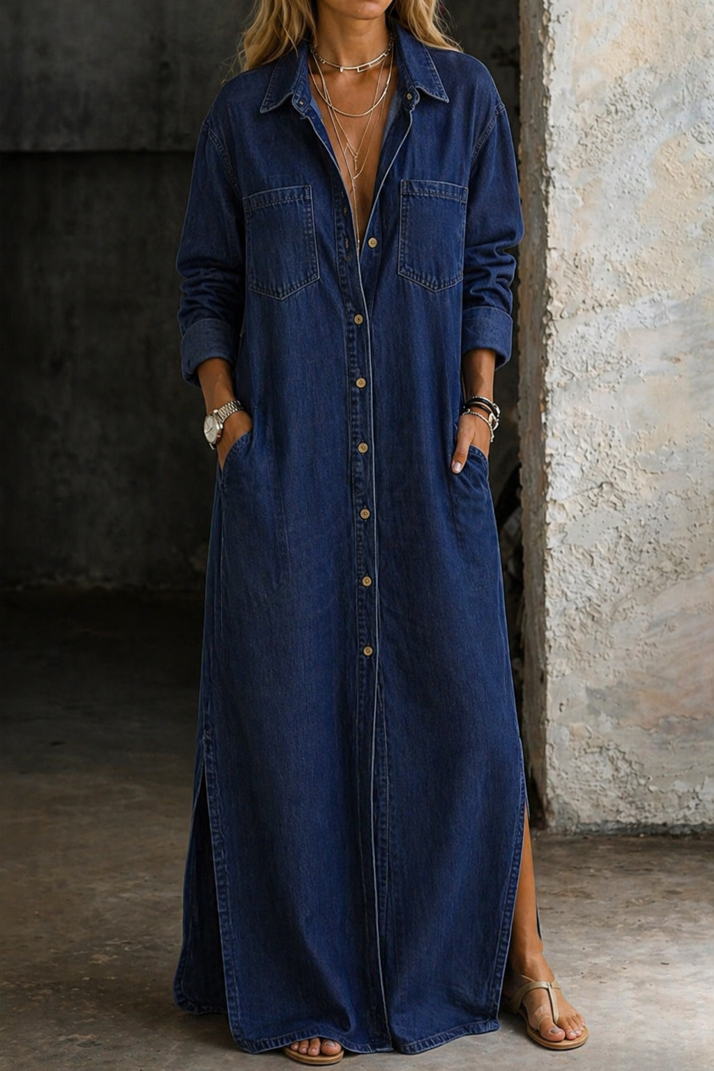 Andrea | Sukienka Denim z Guzikami