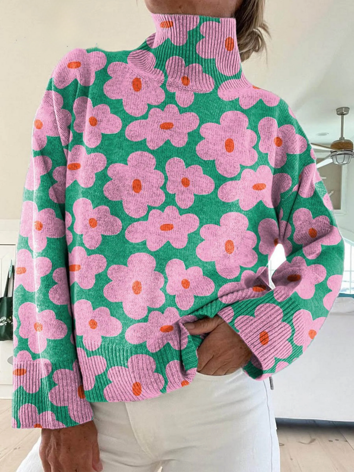 Claire | Kwiatowy Sweter Dzianinowy