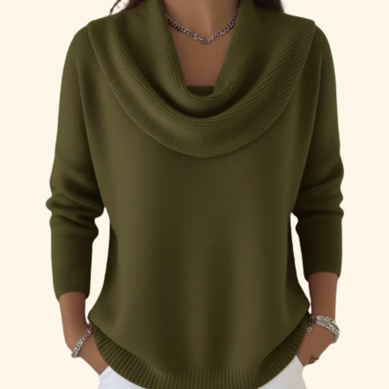 Eliza | Sweter z Drapowanym Kołnierzem