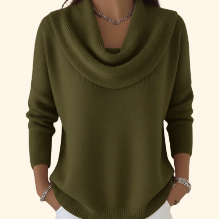 Eliza | Sweter z Drapowanym Kołnierzem