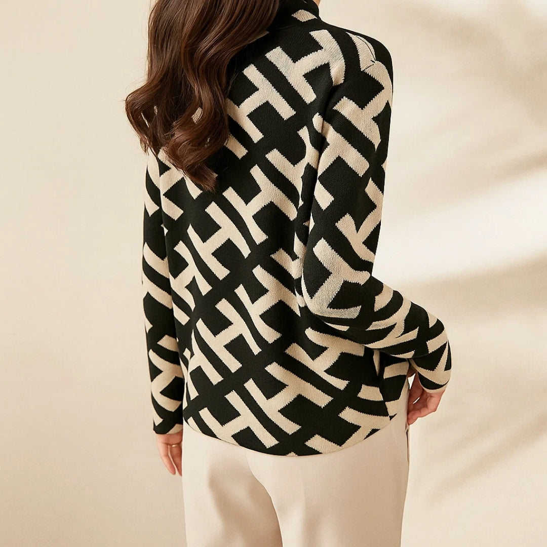 Nova | Geometriczny Sweter Dzianinowy