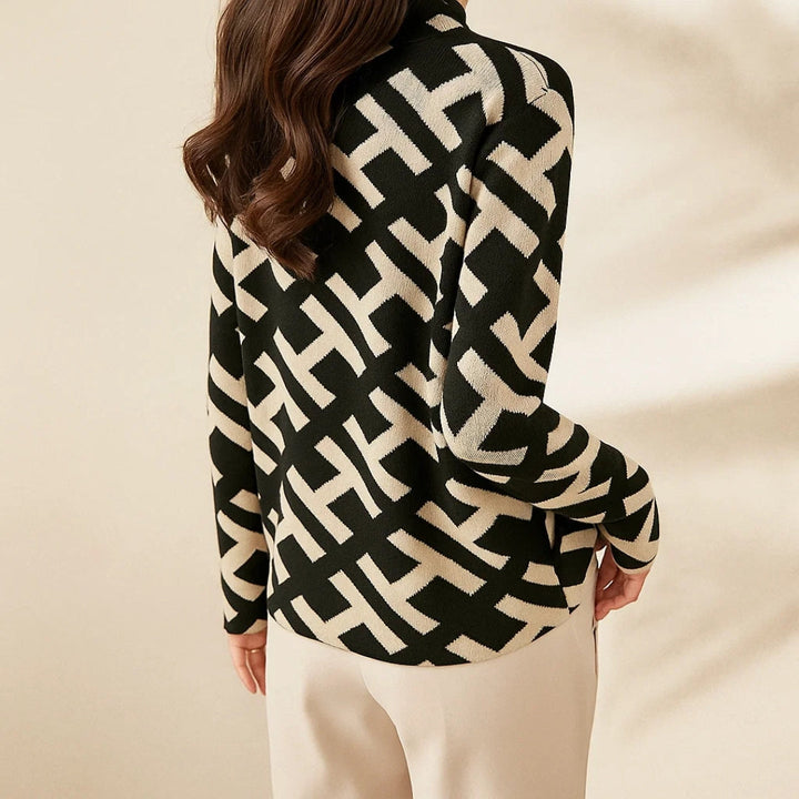 Nova | Geometriczny Sweter Dzianinowy