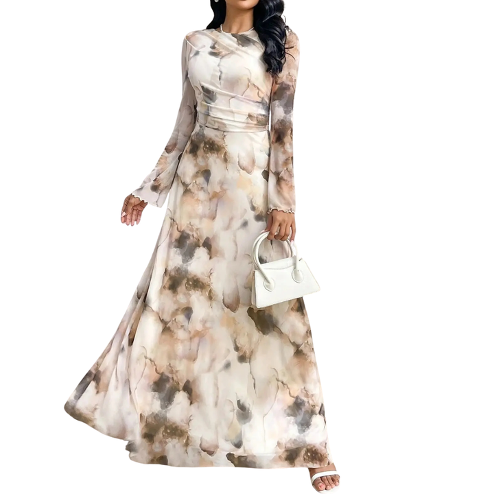 Aurora – Sukienka Elegancka z Wzorem Tie-Dye na Siatce