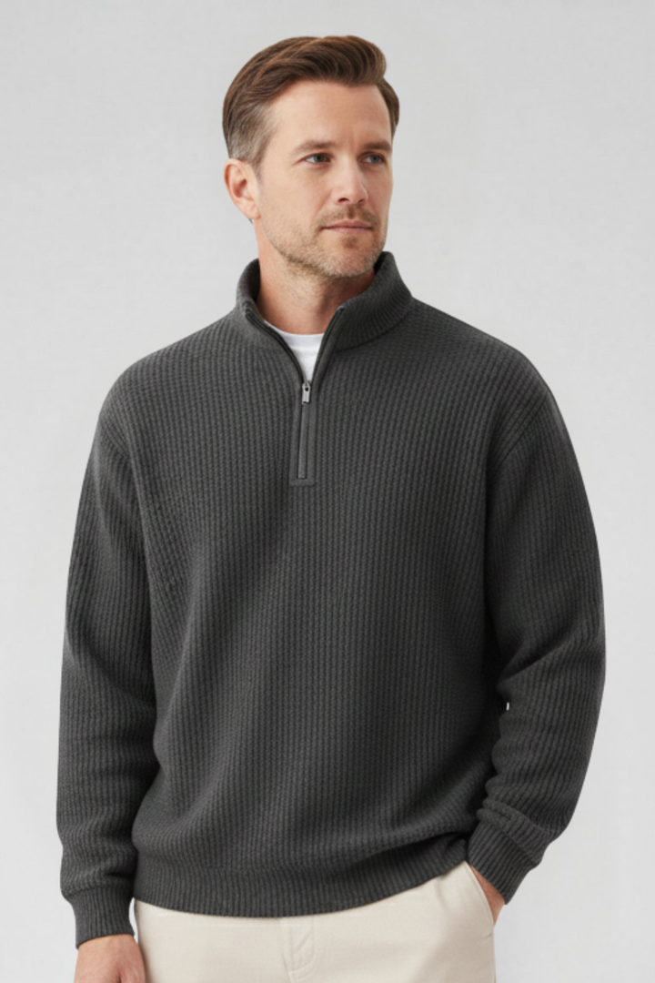 Everett™ | Sweter z dzianiny z krótkim zamkiem