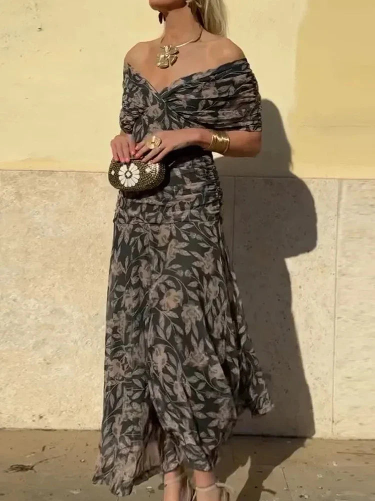 Sukienka Maxi Hayden™ w Kwiatowy Wzór z Dekoltem w Serek