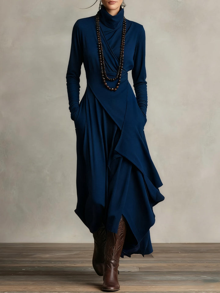 Marivelle™ | Elegancka Sukienka Maxi z Wysokim Kołnierzem