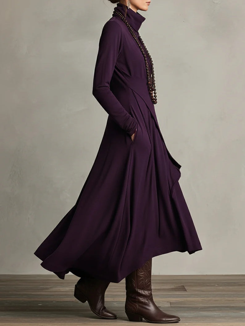 Marivelle™ | Elegancka Sukienka Maxi z Wysokim Kołnierzem