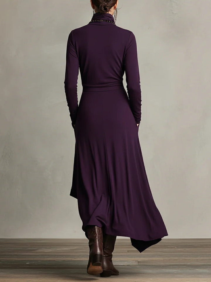 Marivelle™ | Elegancka Sukienka Maxi z Wysokim Kołnierzem