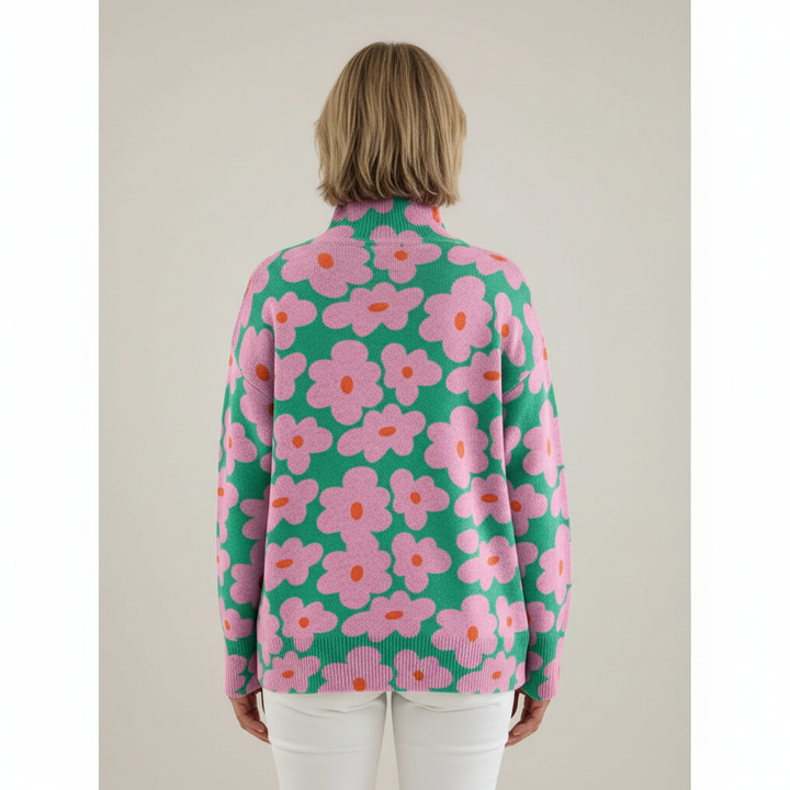 Claire | Kwiatowy Sweter Dzianinowy