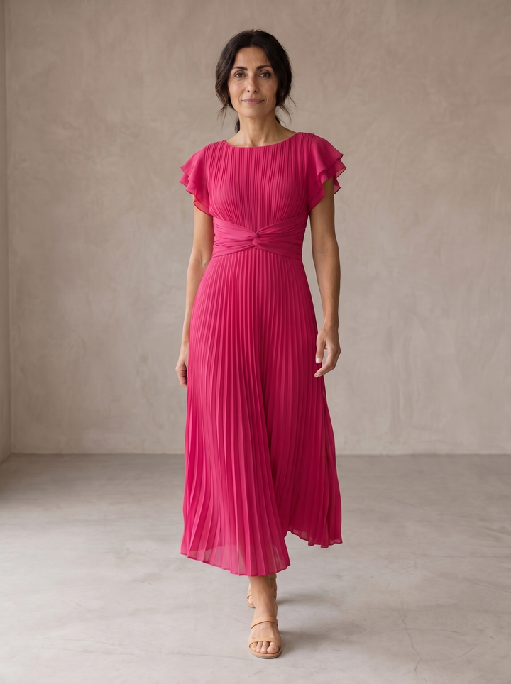 Seraphina | Elegancka Sukienka Maxi Plisowana z Zawiązywaną Talią