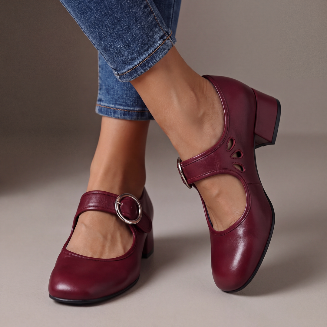 Lucienne | Skórzane buty na obcasie