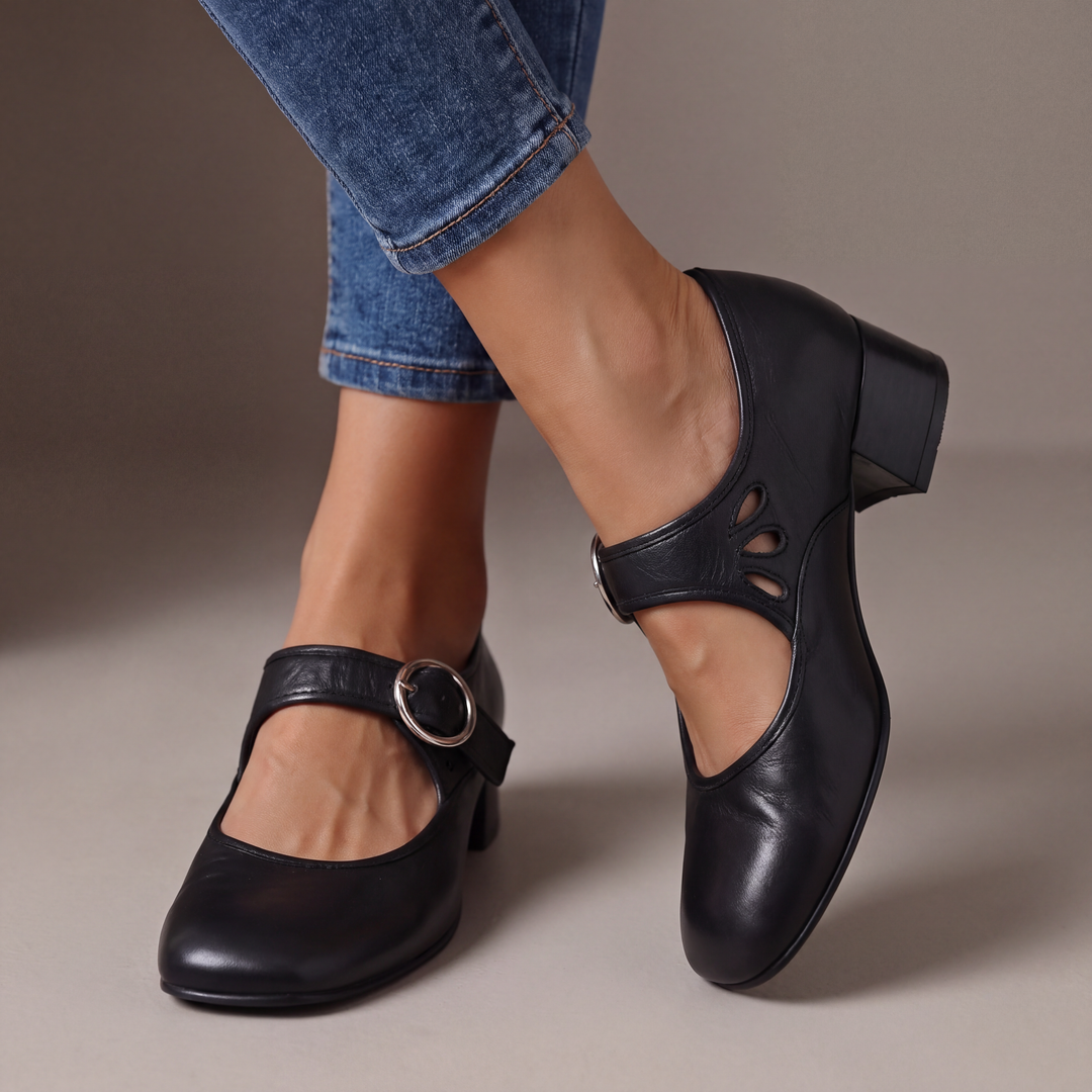 Lucienne | Skórzane buty na obcasie