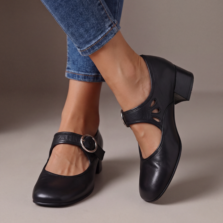 Lucienne | Skórzane buty na obcasie