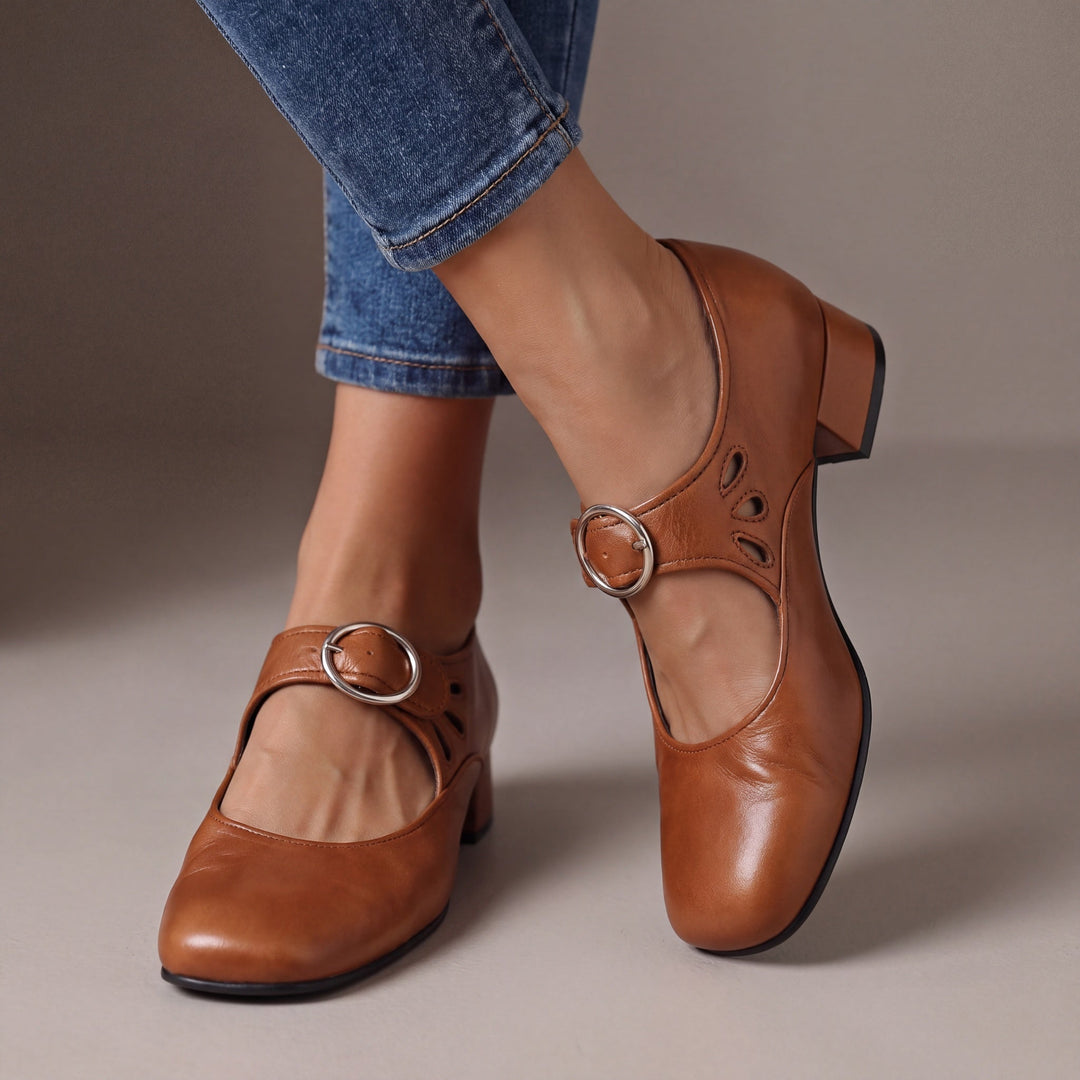 Lucienne | Skórzane buty na obcasie