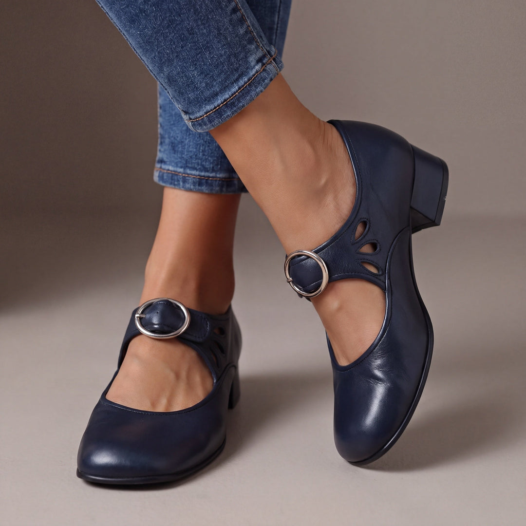 Lucienne | Skórzane buty na obcasie