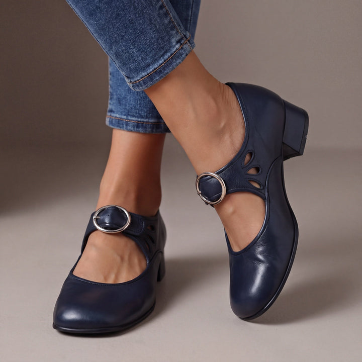 Lucienne | Skórzane buty na obcasie