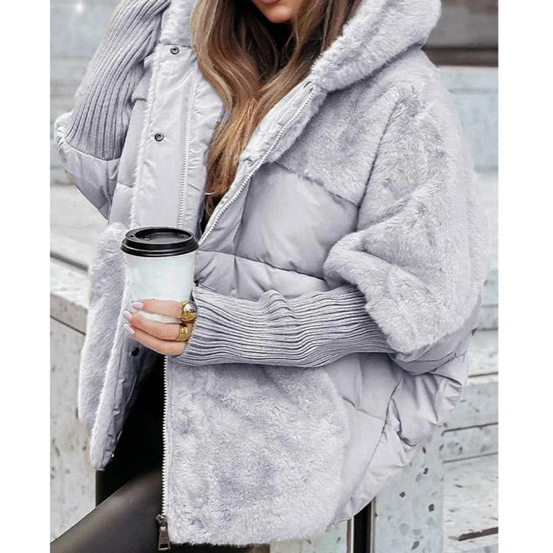 Marcelle | Elegancka Kurtka Puchowa z Sztucznego Futra